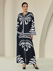 economico pantaloni da donna-pantaloni neri con stampa a gamba larga in raso