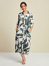 Недорогие повседневное платье с принтом-платье макси с принтом тропических листьев