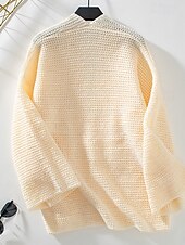 preiswerte Strickjacken und Oberbekleidung-Damen Strickjacke Basic Feste Farbe Öffnung vorne Strick Langarm Normale Oberteile Stricken Arbeit Armeegrün Beige Herbst Winter