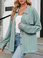 voordelige Vrouwen Werk Tops-Dames Blouse Effen Kleur Casual Lange mouw Overhemdkraag Dagelijks Grijs-Groen blauw Groen Beige Zomer Lente Herfst