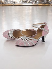 economico Scarpe per balli latini-scarpe da ballo latino da donna con brillantini dorati, lacci e cinturini incrociati - eleganti calzature da ballo da sala