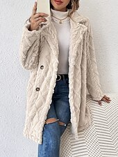 abordables Cardigans et vêtements d&#039;extérieur-Femme Veste décontractée Chaud Confortable Ajustable Mode Couleur unie du quotidien Ouvrir le devant Normal Col rabattu Standard manche longue Vêtements d&#039;extérieur Beige Printemps Automne