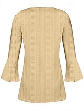 abordables Hauts en dentelle-chemisier femme élégant moderne manches 3/4 hauts réguliers col en V travail quotidien jaune bleu violet vert printemps automne