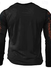 cheap Skull &amp; Bone-Halloween Men&#039;s Werewolf T shirt Long Sleeve T shirt 3D Print Crew Neck Shirt Designer Retro Vintage Street Casual Daily Black Summer Spring Fall Clothing Apparel S M L XL XXL XXXL