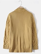 preiswerte Herren Strickjacke-Herren Kurzer Pullover Strickjacke Gerippt Stricken Standard Knopf hoch Tasche Farbblock V Ausschnitt Vintage Klassisch Freizeitskleidung Verabredung Bekleidung Herbst Winter Armee-Grün Schwarz S M L