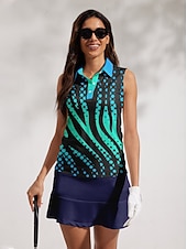 billiga Kvinnors golfkläder-Dam Vandringspolotröja Blå Ärmlös Överdelar Golfkläder för damer Kläder Outfits Bär kläder
