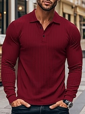  Per uomo Maglia da golf Polo da Golf Casuale Lavoro Bavero Manica Lunga Essenziale Moderno Semplice Bottoni Primavera & Autunno Vestibilità regolare Bianco Maglia da golf
