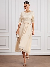 cheap Cocktail Dress-Women&#039;s Plain Dress Midi Dress Polyester Ruched Casual Crew Neck Half Sleeve White Color
