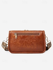 billige Crossbody-vesker-brun skulderveske i imitert skinn for kvinner med justerbar mønstret stropp - stilig crossbody-veske for casual og boho chic looks