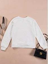 preiswerte Texturierte Kapuzenpullover &amp; Sweatshirts-Damen Designer Sweatshirt Mode Uni Arbeit Rundhals Langarm Weiß Frühling Herbst