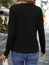 abordables T-shirt Humor &amp; Citations-T-shirt pour femme 100% coton Tee Week-end Mode Basique À manches longues Noir Printemps  Automne