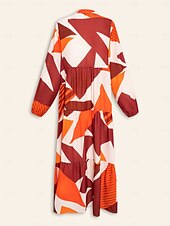 abordables Robes décontractées-Robe longue décontractée à col en Y en mousseline de soie à motifs géométriques