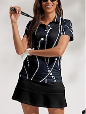  نسائي قميص بولو أزرق كم قصير حماية الشمس قمم ملابس الجولف للسيدات، ملابس ملابس