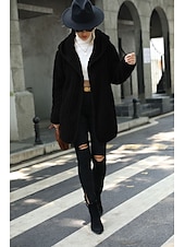 cheap Sherpa Jackets-Women&#039;s Sherpa Jacket Teddy Coat Warm Zipper Pocket Fashion Casual Plain Work Open Front Turndown Loose Fit Long Sleeve Outerwear Black Red Gray Fall Winter