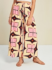  Per donna Pantaloni a Gamba Larga Maxi Micro-elastico Misura del girovita medio Bohemien Vacanza Vacanza Casa Casual Rosa pallido Primavera & Autunno Interstagionale S M L