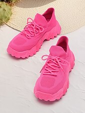 halpa Naisten lenkkarit-eloisat vaaleanpunaiset naisten paksupohjaiset lenkkarit, jotka sopivat täydellisesti vapaa-aikaan ja urheiluun