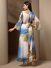 ieftine Rochii din chiffon-Pentru femei Rochie Lunga Rochie Maxi Rochie de epoca Rochie de Cocktail Rochie pentru invitata de nunta Rochii din Șifon Boho Zilnic Concediu Potrivire Largă Grafic Manșon Lung Stil Nautic Albastru