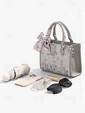 economico Borsette e borse tote-elegante borsa da donna in argento con stampa floreale in rilievo e fiocco oversize | borsa a tracolla versatile per eventi serali e uso quotidiano