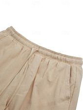  Per uomo Shorts Shorts di Lino Pantaloncini Estivi Shorts da Spiaggia Coulisse Elastico in vita Multi-tasche Semplice Lunghezza al ginocchio All'aperto Spiaggia Hawaiano Casual Verde militare Nero