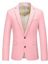 billiga Herrars klassiska kavajer-Herr Studenten Cocktailklädsel Kavaj Ceremoni Bröllopsfest Affärskläder Mode Ledigt Vår &amp; Höst Polyester TR Slät Ficka Ledigt / vardag Enkelknäppt Blazer Ljusrosa Gul Rodnande Rosa Kungsblå