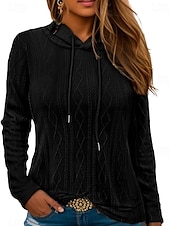 baratos Moletons e Sweatshirts Texturizados-moletom feminino com capuz elegante moda simples trabalho diário casual com capuz manga longa preto rosa vermelho cinza outono inverno
