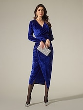 levne Party šaty-sametově tmavě modré třpytivé elegantní párty midi šaty