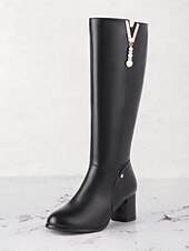 cheap Fashion Boots-Women&#039;s White Knee-High Boots with Pearl Detailing - Elegant Footwear for Winter, Office, and Special Occasions