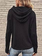 baratos Moletons e Sweatshirts Texturizados-moletom feminino com capuz elegante moda simples trabalho diário casual com capuz manga longa preto rosa vermelho cinza outono inverno