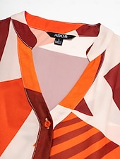 abordables Robes décontractées-Robe longue décontractée à col en Y en mousseline de soie à motifs géométriques