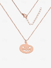 お買い得  ハロウィンアクセサリー-ハロウィンをテーマにした女性用ステンレススチールペンダントネックレス。カボチャとゴーストのチャームが特徴で、コスチュームパーティーやお祝いの行事に最適です。