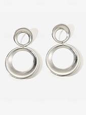 abordables Boucle d&amp;#39;oreille pour femme-boucles d&#039;oreilles pendantes élégantes en alliage doré pour femmes avec un design circulaire texturé - bijoux de déclaration légers