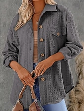 abordables Blazers y Trajes-Mujer Vacaciones Botón Color sólido Transpirable Moda Holgado Ropa de calle Manga Larga Primavera Rosa S
