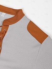 economico T-shirt in maglia waffle-Per uomo Maglietta Maglietta a Maglia Waffle Camicia a Maniche Lunghe Manica Lunga Con Cappuccio Primavera &amp; Autunno Blocco di colori Moda Designer Essenziale Allacciato Patchwork Vacanza Streetwear