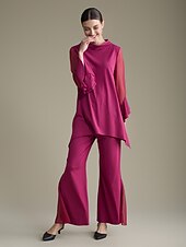 preiswerte Blusen-luxuriöse Bluse mit hohem Kragen und langen Ärmeln und Rüschen