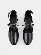 economico Scarpe per balli latini-scarpe da ballo in similpelle nera con cinturino incrociato – comode scarpe col tacco da ballo latino e da sala da ballo da donna