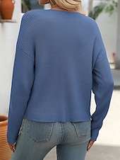 billiga Solida färger-Dam Blus Ensfärgat Stylish Modern Långärmad Rund hals Vanliga toppar Arbete Ficka Svart Blå Grön Beige Vår Höst Vinter