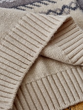 abordables Motifs graphiques et détails-Femme Pull Chandail Pull Pull décontracté Rétro Vintage Décontractées Flexible Géométrique A côtes Col V Tricoté manche longue Hauts réguliers Tricoter Extérieur du quotidien Fin de semaine Kaki