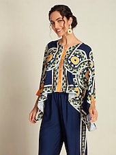 Недорогие Блузки и рубашки-женская блузка темно-синего цвета в стиле фолк-мадьяр с длинным рукавом и V-образным вырезом, неровным подолом, повседневная, для межсезонья