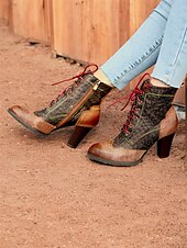 cheap Cowboy &amp; Western Boots-Women&#039;s Vintage Lace-Up Ankle Boots - Stylish Patchwork High Heels for Oktoberfest, Casual, and Formal Wear