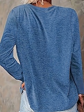 ieftine Umor &amp; Citate tricou-Pentru femei Tricou Pasăre Scrisă Casual Manșon Lung Rotund Topuri obișnuite Zilnic Imprimeu Albastru piscină Primăvara &amp; toamnă Primăvară, toamnă, iarnă, vară