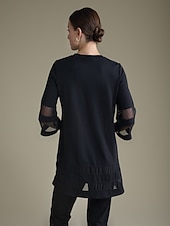 baratos Blusas e Camisas-camiseta modal transparente solta manga 3/4