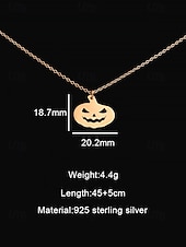 お買い得  ハロウィンアクセサリー-ハロウィンをテーマにした女性用ステンレススチールペンダントネックレス。カボチャとゴーストのチャームが特徴で、コスチュームパーティーやお祝いの行事に最適です。