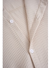cheap Men&#039;s Button Up Shirts-Men&#039;s Shirt Waffle Shirt Summer Shirt Casual Shirt Button Up Shirt Untucked Shirts Black White khaki Light Blue Long Sleeve Plain Lapel Vacation Daily Clothing Apparel Cotton Fashion Casual