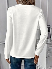 tanie koszulka w kwiaty-damska koszulka t-shirt casual print długi rękaw regular top okrągły dekolt codzienny biały niebieski fioletowy khaki wiosna jesień