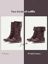preiswerte Kampfstiefel-Burgunderrote, wandelbare Stiefel mit halbhoher Schafthöhe für Damen mit umklappbarem Schaft und Schnürdetail – vielseitiges Schuhwerk im Vintage-Stil für lässige und herbstliche Outfits