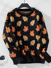 abordables Pulls et hauts-Femme Pull Chandail Décontractées Graphic Col Ras du Cou Imprimer manche longue Hauts réguliers Tricoter Fin de semaine Noir Vert Automne Hiver