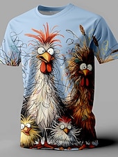 cheap Animal Print T shirts-Men&#039;s Rooster Funny T shirt Short Sleeve T shirt 3D Print Crew Neck Shirt Retro Vintage Casual Street Style Sports Outdoor Holiday Going out Black White Yellow Spring &amp; Summer Clothing Apparel S M L