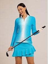 billiga Kvinnors golfkläder-Dam Vandringspolotröja Svart Rosa Blå Långärmad Överdelar Golfkläder för damer Kläder Outfits Bär kläder