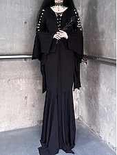 levne Šaty-Punk a gotika Šaty Čerodějnice Morticia Addamsová Pevná barva Dámské Fantazie Valpuržina noc předvečer Všech svatých Karneval Večírek Dospělé Šaty