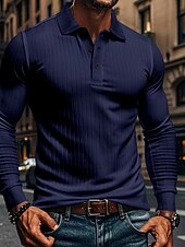  Per uomo Maglia da golf Polo da Golf Casuale Lavoro Bavero Manica Lunga Essenziale Moderno Semplice Bottoni Primavera & Autunno Vestibilità regolare Bianco Maglia da golf